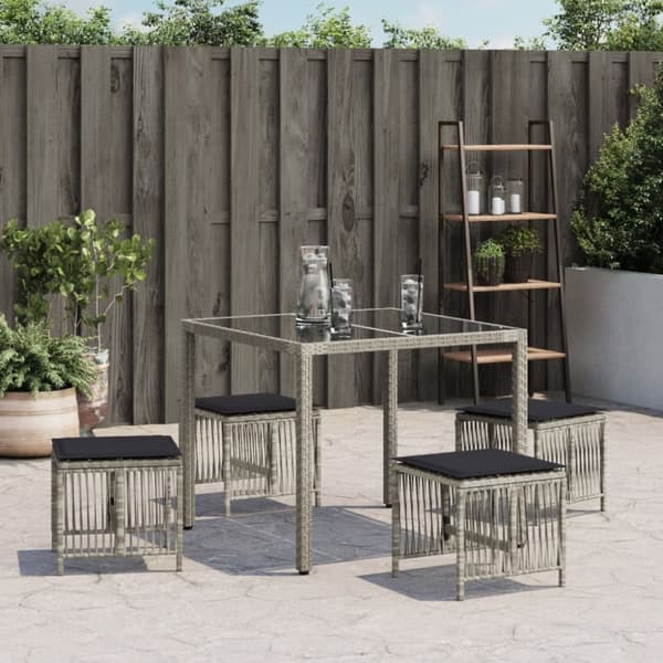 haveskamler 4 stk. med hynder 41x41x36 cm polyrattan lysegrå