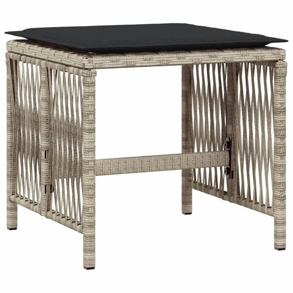 haveskamler 4 stk. med hynder 41x41x36 cm polyrattan lysegrå