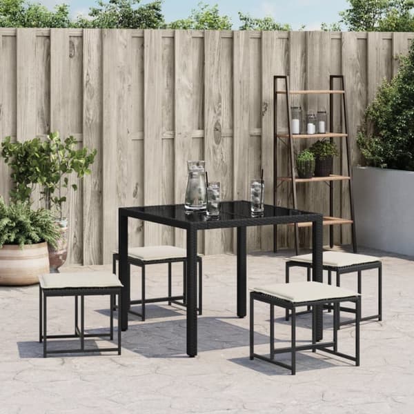 haveskamler 4 stk. med hynder polyrattan sort