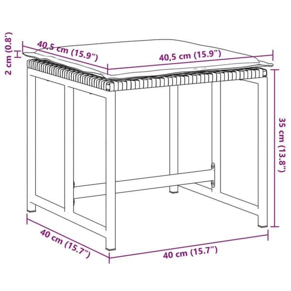 haveskamler 4 stk. med hynder polyrattan sort