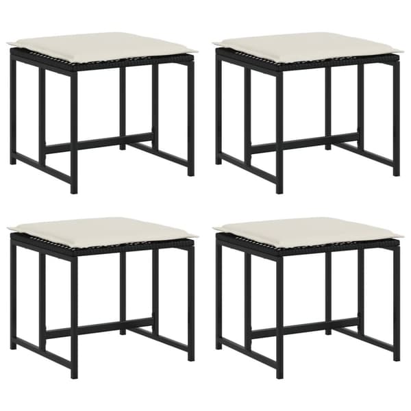 haveskamler 4 stk. med hynder polyrattan sort
