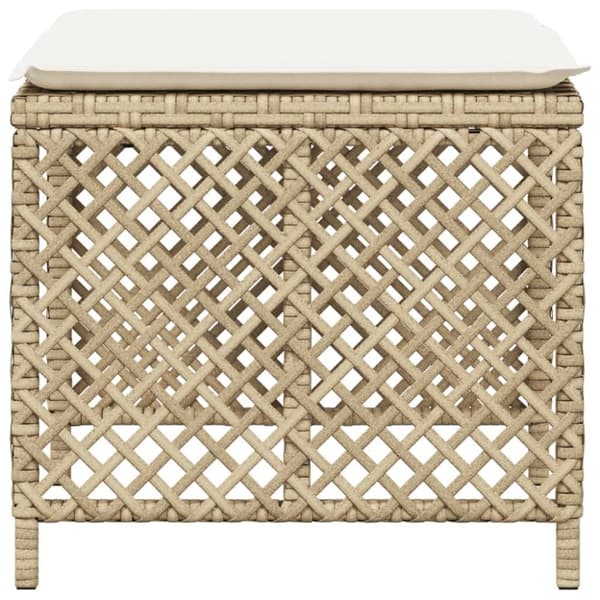 Trädgårdspallar med dynor 4 st beige 41x41x36 cm konstrotting