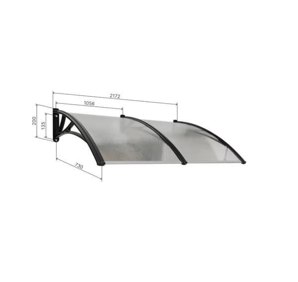Baldakin över dörren, svart, med polykarbonatbrons, bredd 2172 mm, Conos