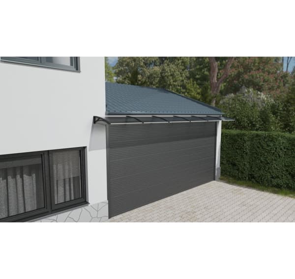 Baldakin over lågen, sort, med transparent polycarbonat, bredde 6396 mm, Conos