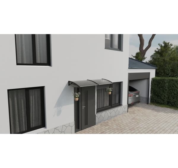 Baldakin över dörr, svart, med transparent polykarbonat, bredd 2172 mm, Conos