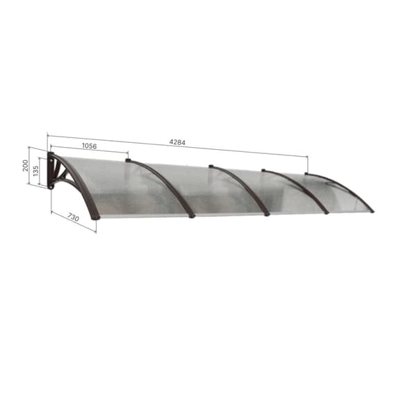 Katos oven päällä, musta, läpinäkyvä polykarbonaatti, leveys 4284 mm, Conos