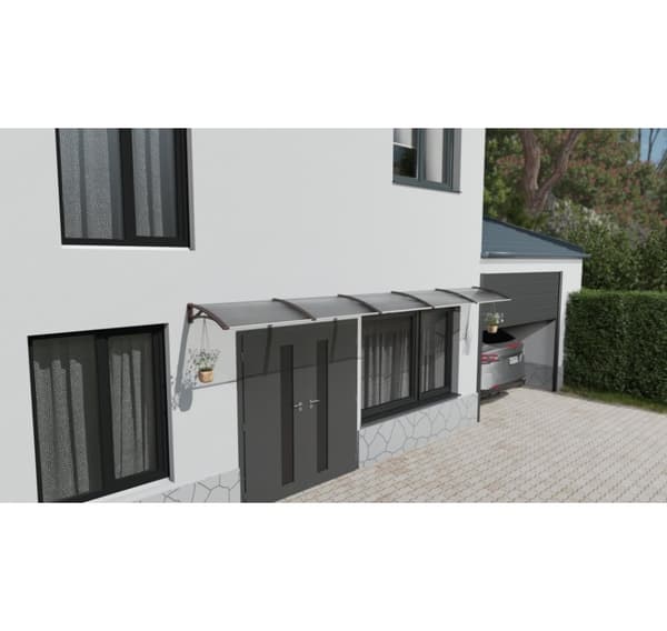 Baldakin over døren, brun, med bronze polycarbonat, bredde 5340 mm, Conos