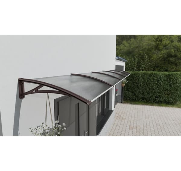 Baldakin over døren, brun, med bronze polycarbonat, bredde 5340 mm, Conos