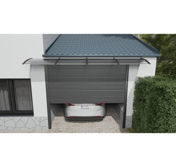 Baldakin över dörr, brun, med transparent polykarbonat, bredd 4284 mm, Conos