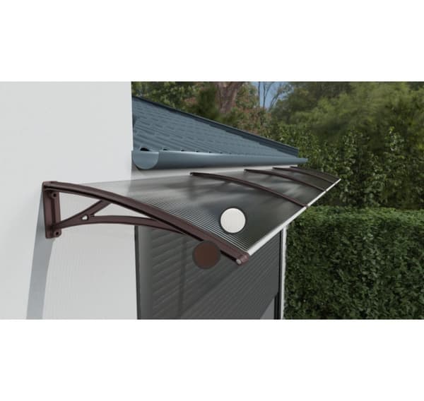 Baldakin över dörr, brun, med transparent polykarbonat, bredd 4284 mm, Conos