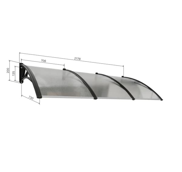 Katos oven päällä, ruskea, pronssipolykarbonaattia, leveys 2178 mm, Conos