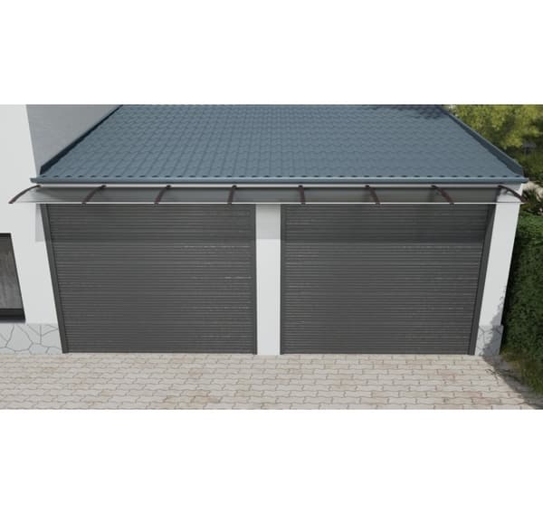 Katos oven päällä, ruskea, läpinäkyvä polykarbonaatti, leveys 7452 mm, Conos