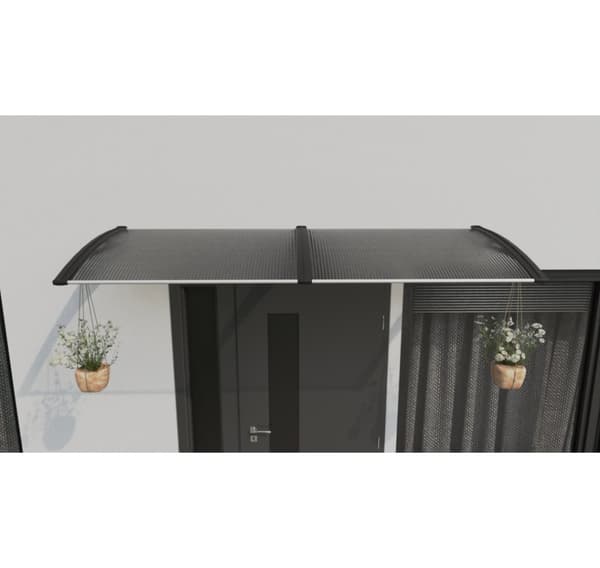 Baldakin over døren, sort, med polycarbonat bronze, bredde 1472 mm, Conos