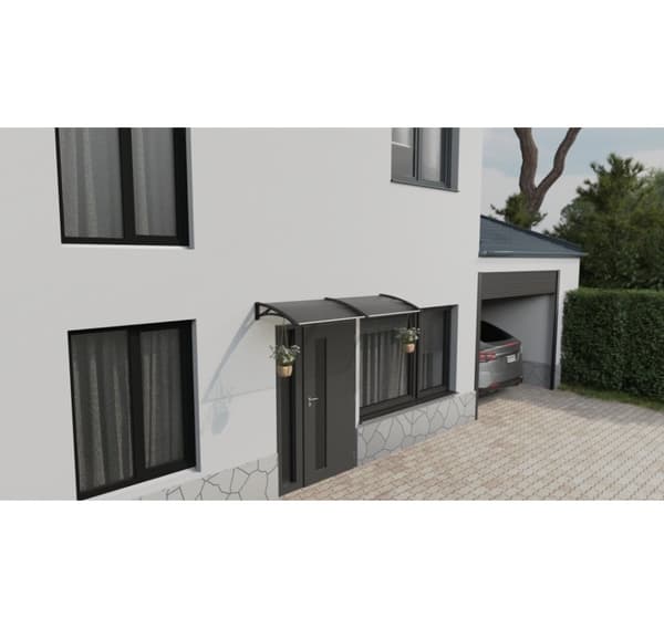 Baldakin over døren, sort, med polycarbonat bronze, bredde 1472 mm, Conos