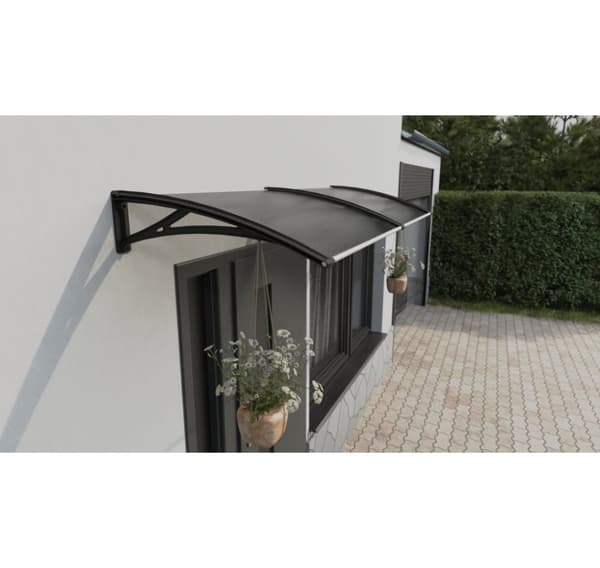 Baldakin over døren, sort, med polycarbonat bronze, bredde 1472 mm, Conos