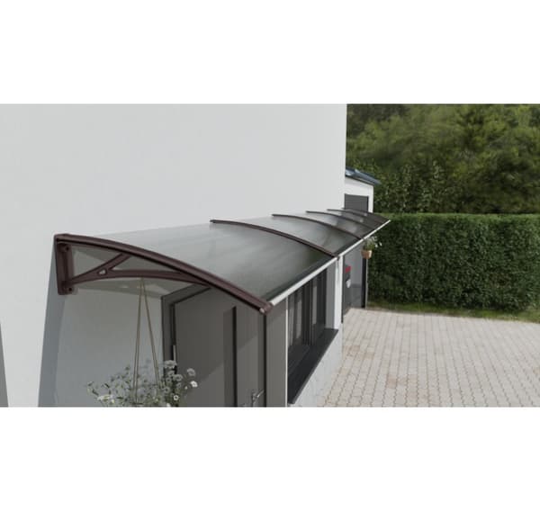 Baldakin over lågen, brun, med transparent polycarbonat, bredde 5340 mm, Conos