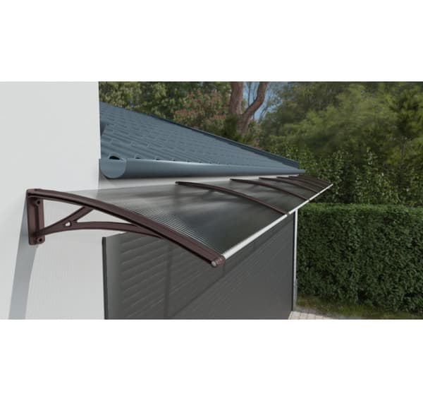 Baldakin over døren, brun, med bronze polycarbonat, bredde 6396 mm, Conos