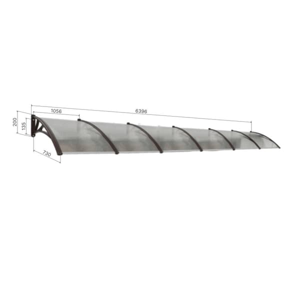 Katos oven päällä, ruskea, pronssipolykarbonaattia, leveys 6396 mm, Conos