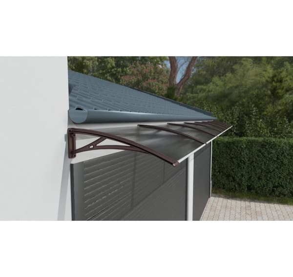 Baldakin över dörr, brun, med brons polykarbonat, bredd 7452 mm, Conos