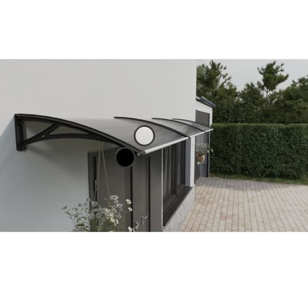 Baldakin över dörr, svart, med transparent polykarbonat, bredd 2178 mm, Conos
