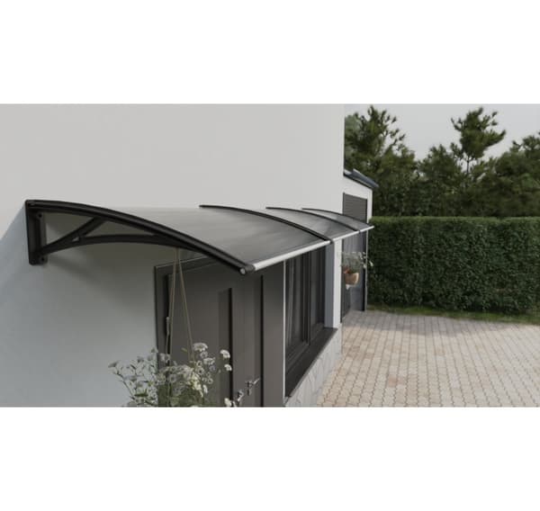 Baldakin över dörr, svart, med transparent polykarbonat, bredd 2178 mm, Conos