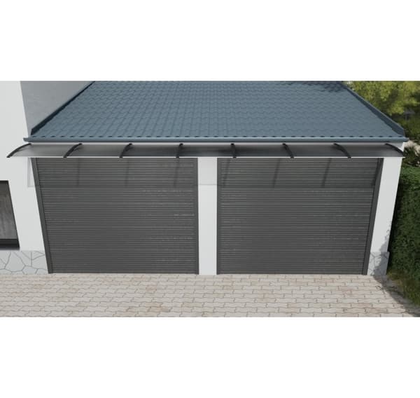 Baldakin over døren, sort, med polycarbonat bronze, bredde 7452 mm, Conos
