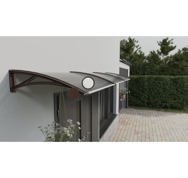 Baldakin över dörr, brun, med transparent polykarbonat, bredd 2178 mm, Conos