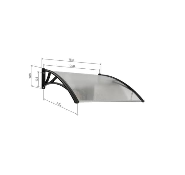 Katos oven päällä, ruskea, läpinäkyvä polykarbonaatti, leveys 1116 mm, Conos