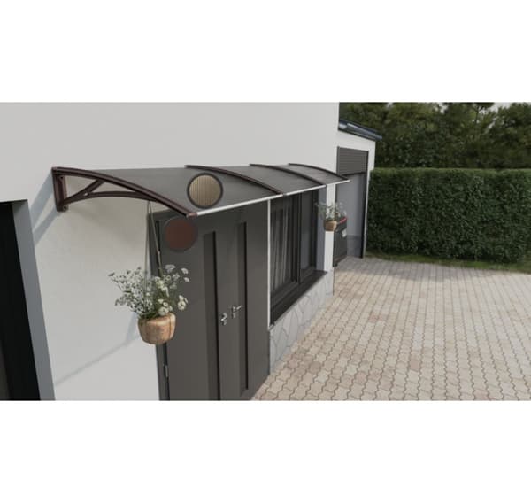 Baldakin over døren, brun, med bronse polykarbonat, bredde 3288 mm, Conos