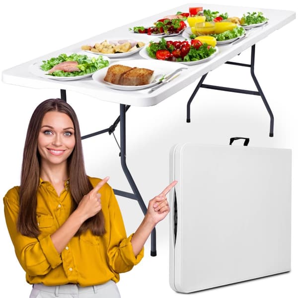 BALI WHITE cateringbord, foldbart til en kuffert, 180 cm, hvid