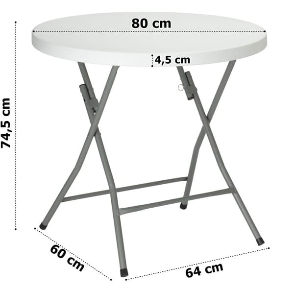 Rundt BANQUET cateringbord, hvidt, 80 cm