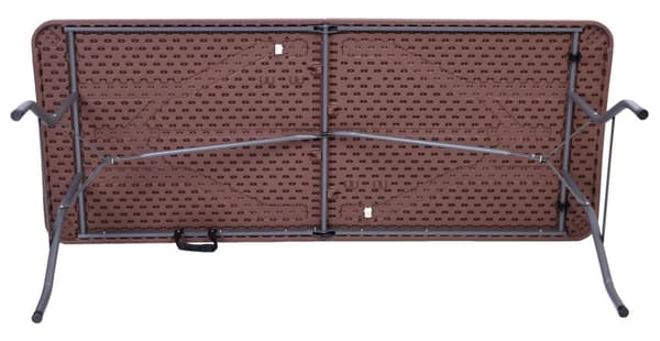 RATTAN-ruokapöytä, taitettava matkalaukkuun, 180 cm, ruskea