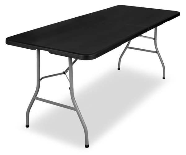 FETA cateringbord, fällbart till en resväska, 180 cm, svart