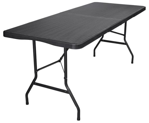 RATTAN cateringbord kan foldes sammen til en kuffert - 180 cm, sort