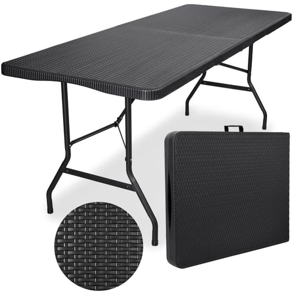 RATTAN cateringbord kan foldes sammen til en kuffert - 180 cm, sort
