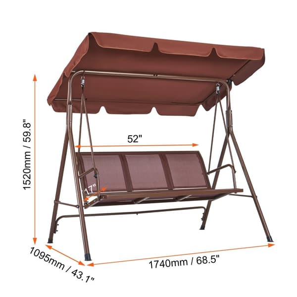 Patio-keinu, säädettävä katos, irrotettava tyyny,mustat68x44in2