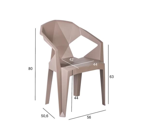 Tuoli MUZE 56x50,6xH80cm, materiaali: muovi, väri: taupe