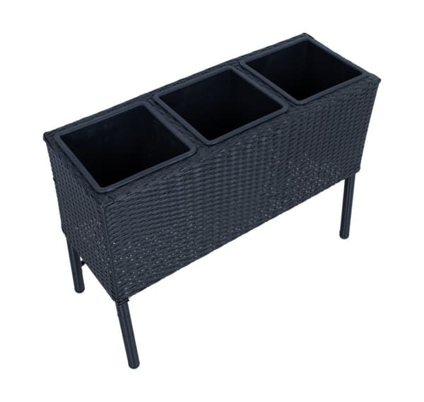 Flower box WICKER 80x34xH54cm, black