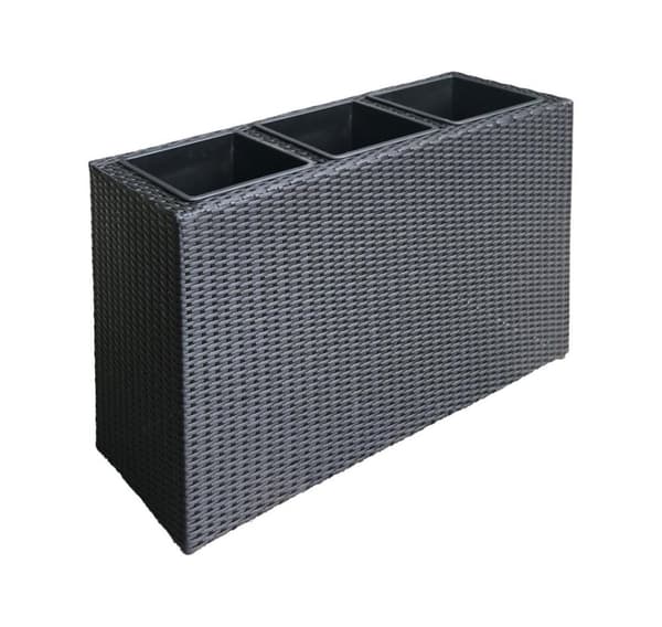 Blomsterkasse WICKER 84x30xH62cm, sort