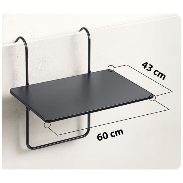 Slitstarkt balkongbord 60x43cm hopfällbart Sofotel SO-982 svart