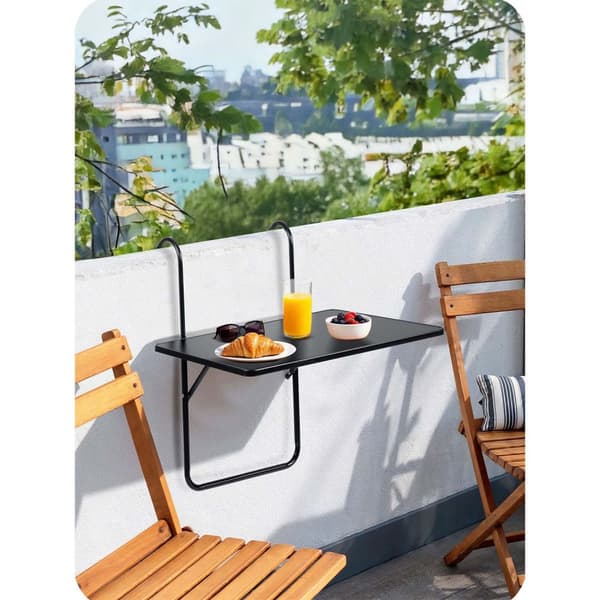 Slitstarkt balkongbord 60x43cm hopfällbart Sofotel SO-982 svart