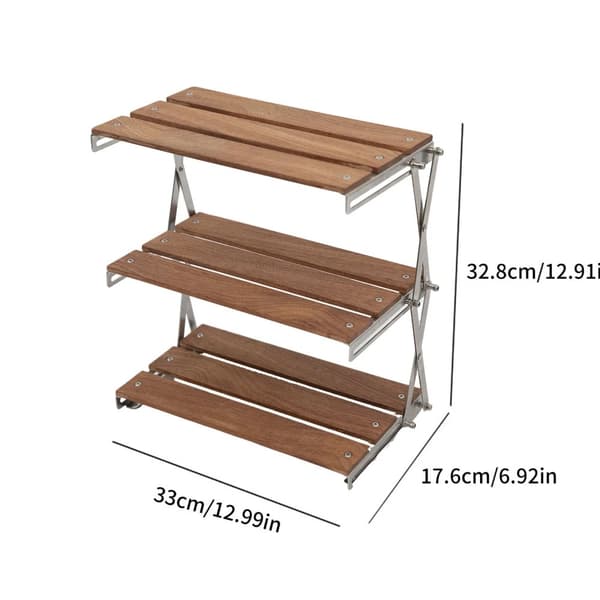 Folding Camping Table, Letvægts, 3-Lags Design, Træ,Som vist
