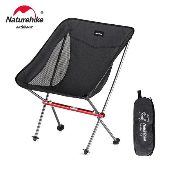 Fällbar Campingstol, Ultralätt Bärbarhet, Hållbar Aluminiumram,YL05 - Svart