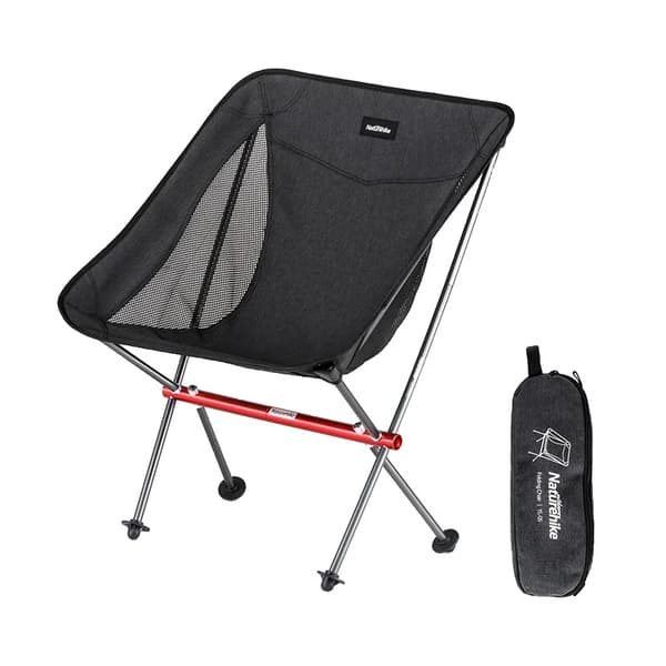 Fällbar Campingstol, Ultralätt Bärbarhet, Hållbar Aluminiumram,YL05 - Svart