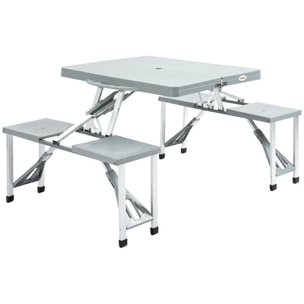 Bärbar campingbord, hopfällbar design, 4 sittplatser stolar, 002