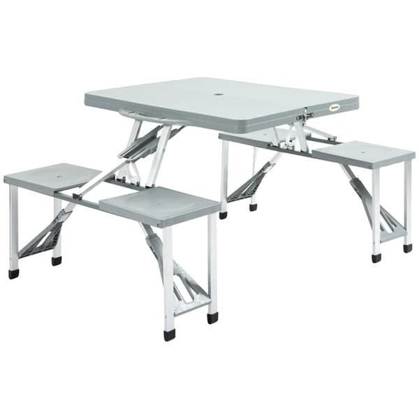 Bärbar campingbord, hopfällbar design, 4 sittplatser stolar, 002