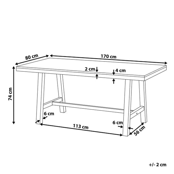 Akaasiapuusta valmistettu ruokapöytä 170 x 80 cm musta SCANIA Lumarko!