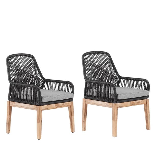Sæt med 2 havestole med hynder OLBIA Syntetisk materiale Sort Lumarko!