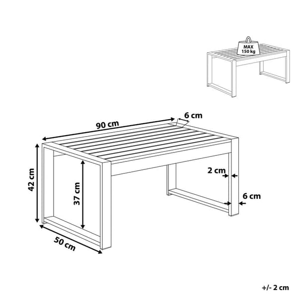 Puutarha-sohvapöytä 90 x 50 cm vaaleanharmaa SALERNO Lumarko!