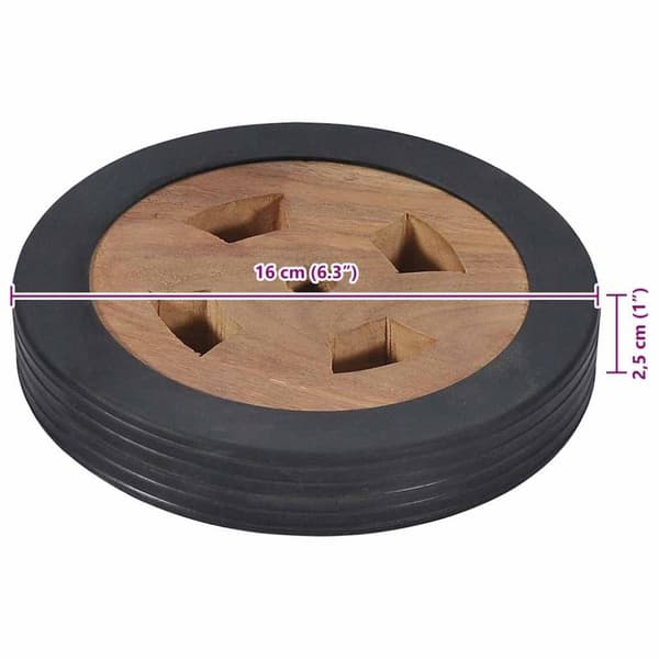 vidaXL Reservehjul for solseng 2 stk heltre teak